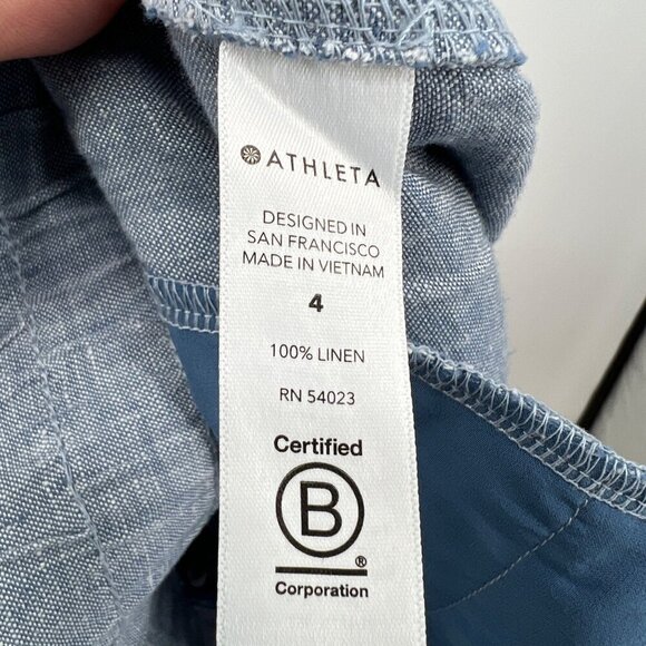Athleta Cabo Linen 4" Short chambray blue woman's size 4 - Picture 8 of 9